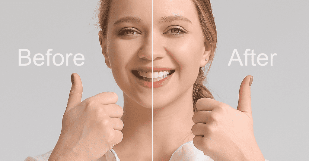 see the results of a full smile makeover (Sydney)